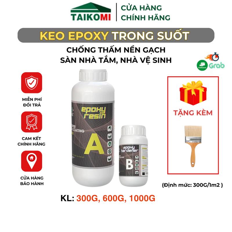  Keo EPOXY trong suốt  AB  chống thấm Nền Gạch sàn nhà tắm nhà vệ sinh - TẶNG kèm Chổi 
