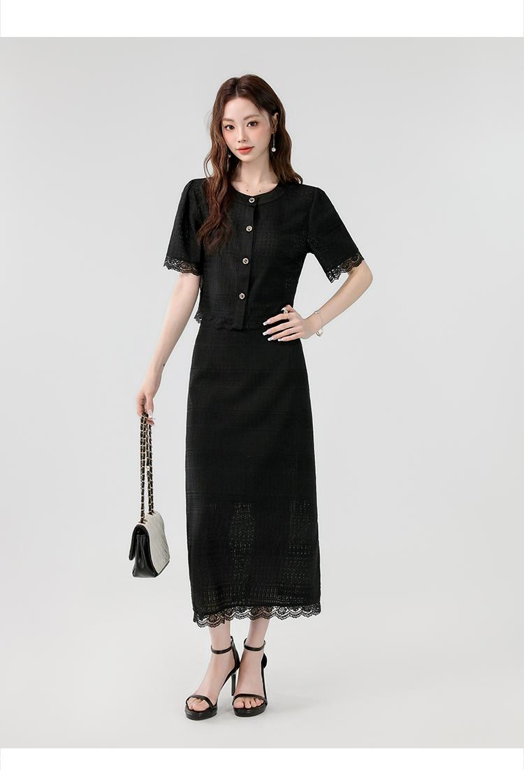 Product Introduction of Exclusive New High-End Dress 2025 Summer New Elegant Small Fragrance Style Heavy Lace Cover-Up Slimming Long Set Dress Luxury Women's Fashion 9
