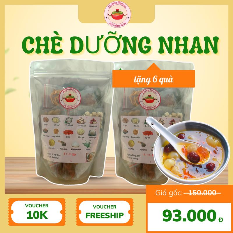 Combo 2 Set Chè Dưỡng Nhan 15 Vị 500g (Nguyên liệu khô) Phương Nguyên - Tặng kèm 6 quà ( 2 tuyết yến+2 đông trùng+2 hạt chia ) - Nước Trà Tea lá