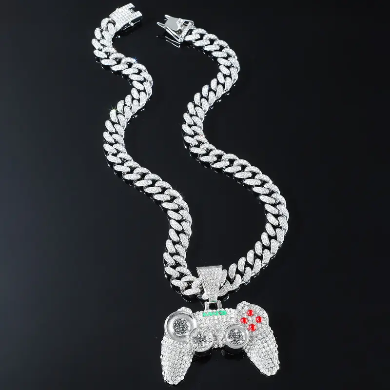 1 piece of men's hip-hop alloy full game console pendant, Cuban chain necklace, nightclub personalized trampoline decoration accessory seaglass  jewelry floral  bracelet spiral  bridge  jewellery amber berkeley  weaver crystal  healing bead large small og 6