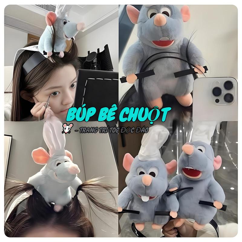  Búp Bê Chuột Trang Trí Tóc Vua Đầu Bếp Dễ Thương Băng Đô Độc Đáo - Phụ Kiện Tóc Vui Nhộn Cho Bé Gái & Thanh Thiếu Niên 