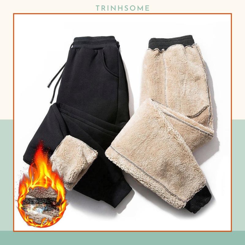 Quần nỉ thể thao lót lông cừu dày ấm nam, nữ ba sọc Đàn ông Phụ nữ. MÃ: QUẦN LÔNG