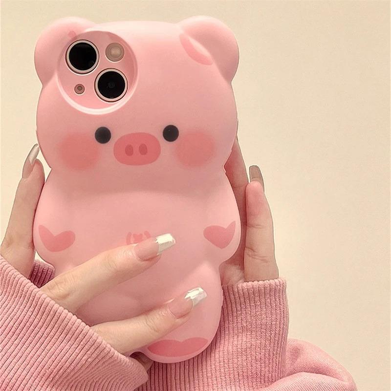 Ốp Điện Thoại Hình Gấu 3D Trái Tim Màu Hồng, Phong Cách Hàn Quốc, Dành Cho iPhone 15 14 13 12 11 Pro Max, Ốp Mềm Chống Sốc Silicon Sành Điệu, Funda 1