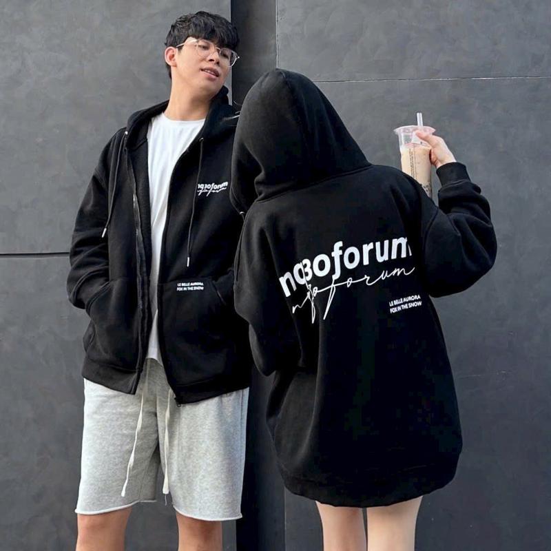 Áo Khoác Nỉ Hoodie Zip In Chữ Kí NQ30f.ORUM Form Rộng Nam Nữ Unisex Top Jacket Women 0