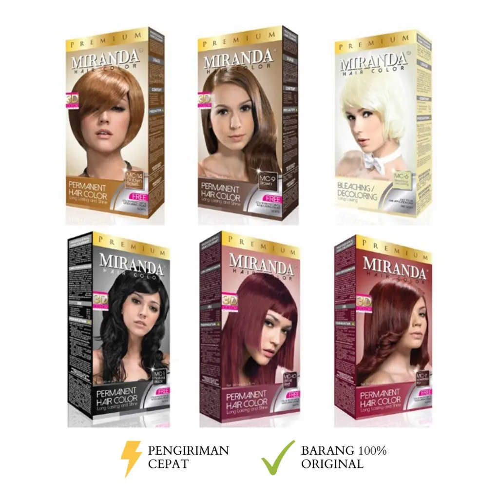 MURAH - MIRANDA  Hair Color 30 ml Black Blonde Dark Orange Brown Red Purple Pewarna Violet Coffee Dye Wine