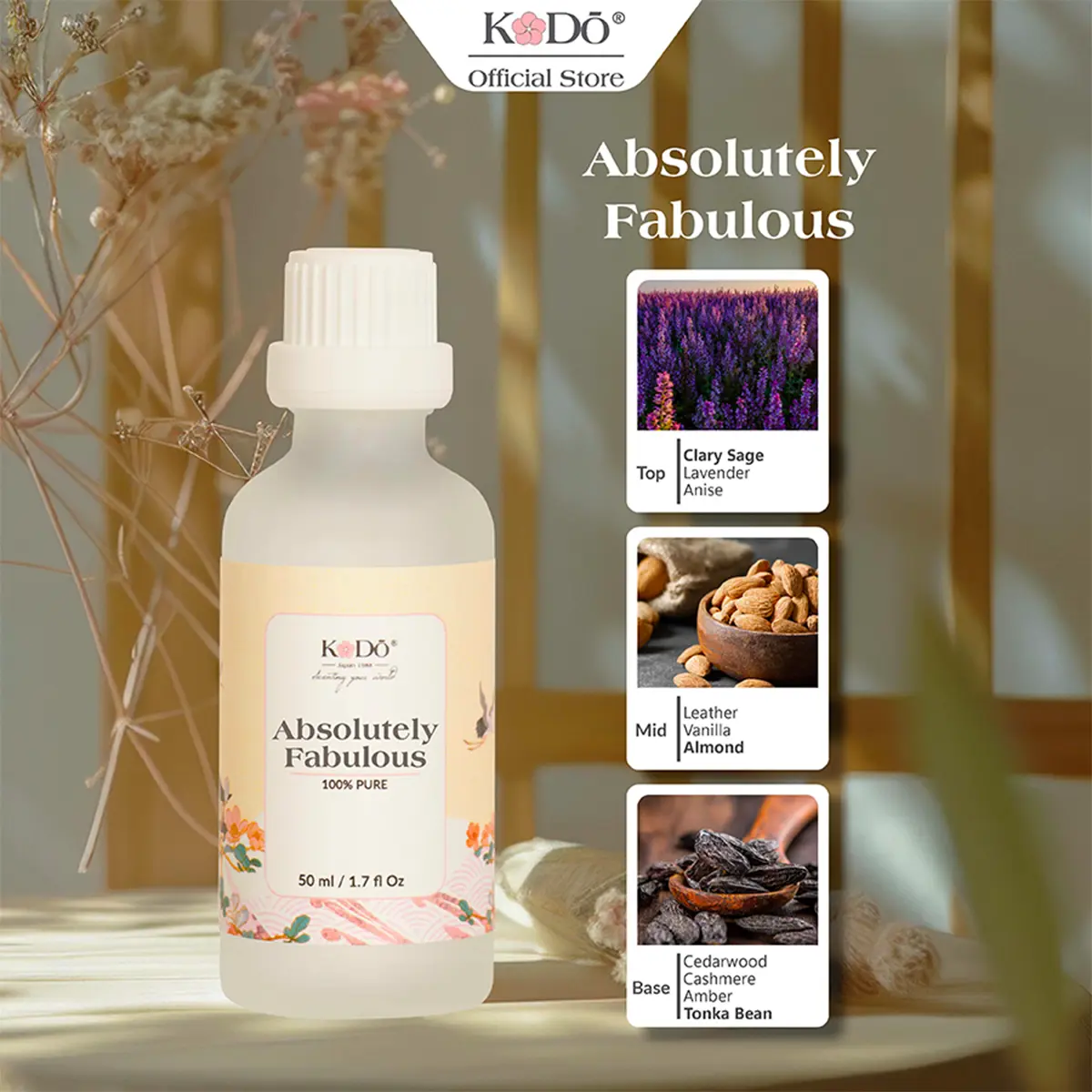 Tinh Dầu Nước Hoa KODO Absolutely Fabulous Sang Trọng Làm Thơm Phòng, Không Gian, Quần Áo, Shop Thời Trang - Black Collection - 15/100/500ml Dầu Thơm Phòng Dầu Thơm