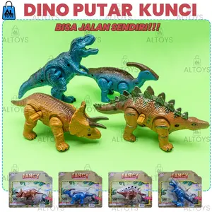 Mainan DinoSaur Putar Kunci Bisa Jalan Sendiri Model parasauroiophus / triceratops / stegosaurus / tyraaosaurus MD3667