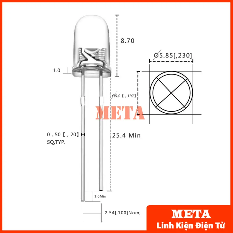 [GÓI 5 CON] Led nhấp nháy 7 màu 5mm 1.5-3V, Led tự đổi màu nhấp nháy, Led 7 màu 2 chân 2