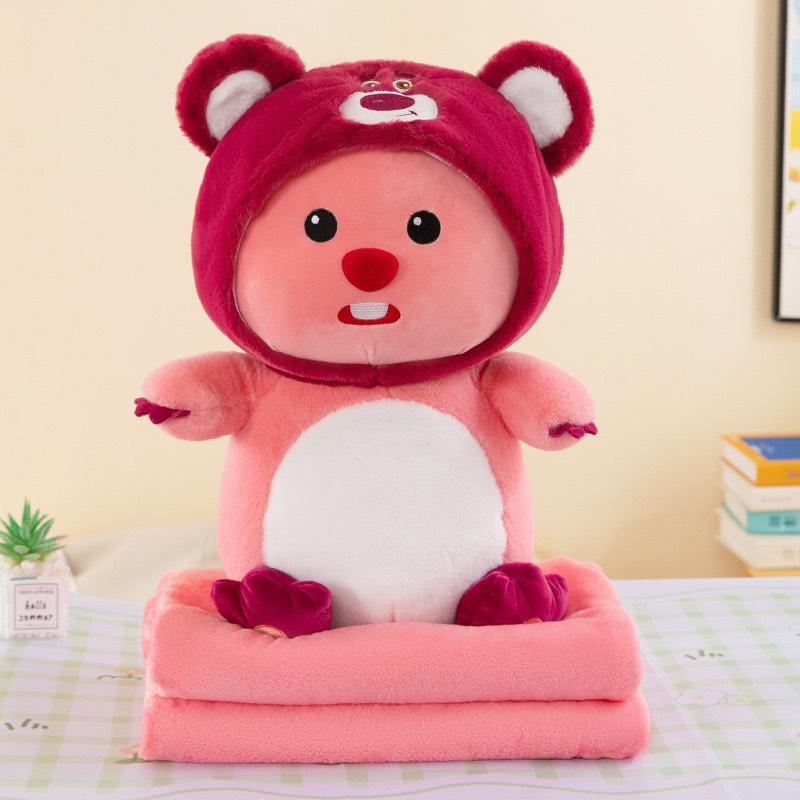 Product Introduction of Nhà Cam, Bộ chăn gối văn phòng, gấu bông kèm chăn Loppy  3 trong 1 (gối, chăn, ủ tay) siêu tiện lợi 1