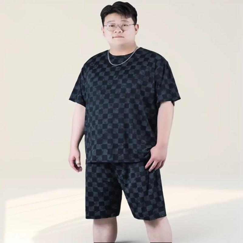 Bộ nam thun Cotton cổ tròn quần đùi áo cộc tay S8 Menswear  ( bộ S8 ô vuông)