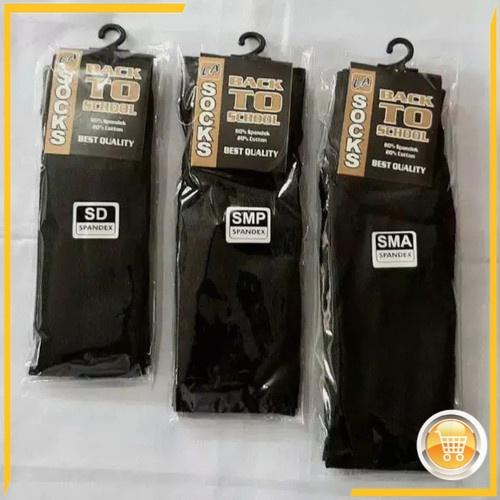 TERMURAH KAOS KAKI SEKOLAH SD SMP SMA HITAM POLOS SUDAH PACKING KEMASAN TOSERBA hitam Panjang 0