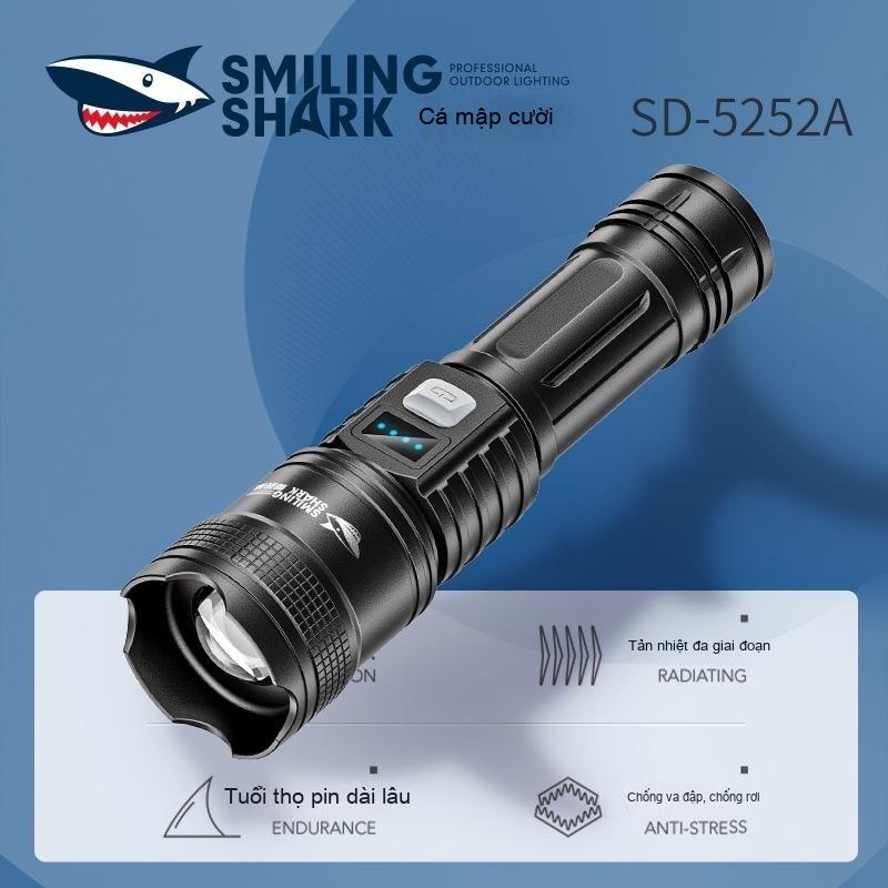 Đèn pin zoom độ dài có hiệu ứng nhấp nháy, màn hình kỹ thuật số, sạc USB, dùng ngoài trời, di động, ba mức điều chỉnh