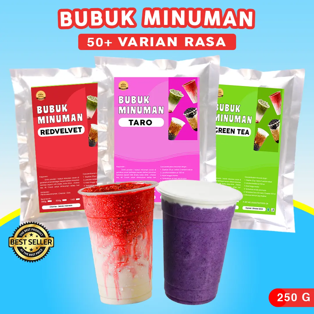 Bubuk minuman aneka rasa 250gr / Bubuk minuman kekinian 250gr / Serbuk minuman aneka rasa 250gr