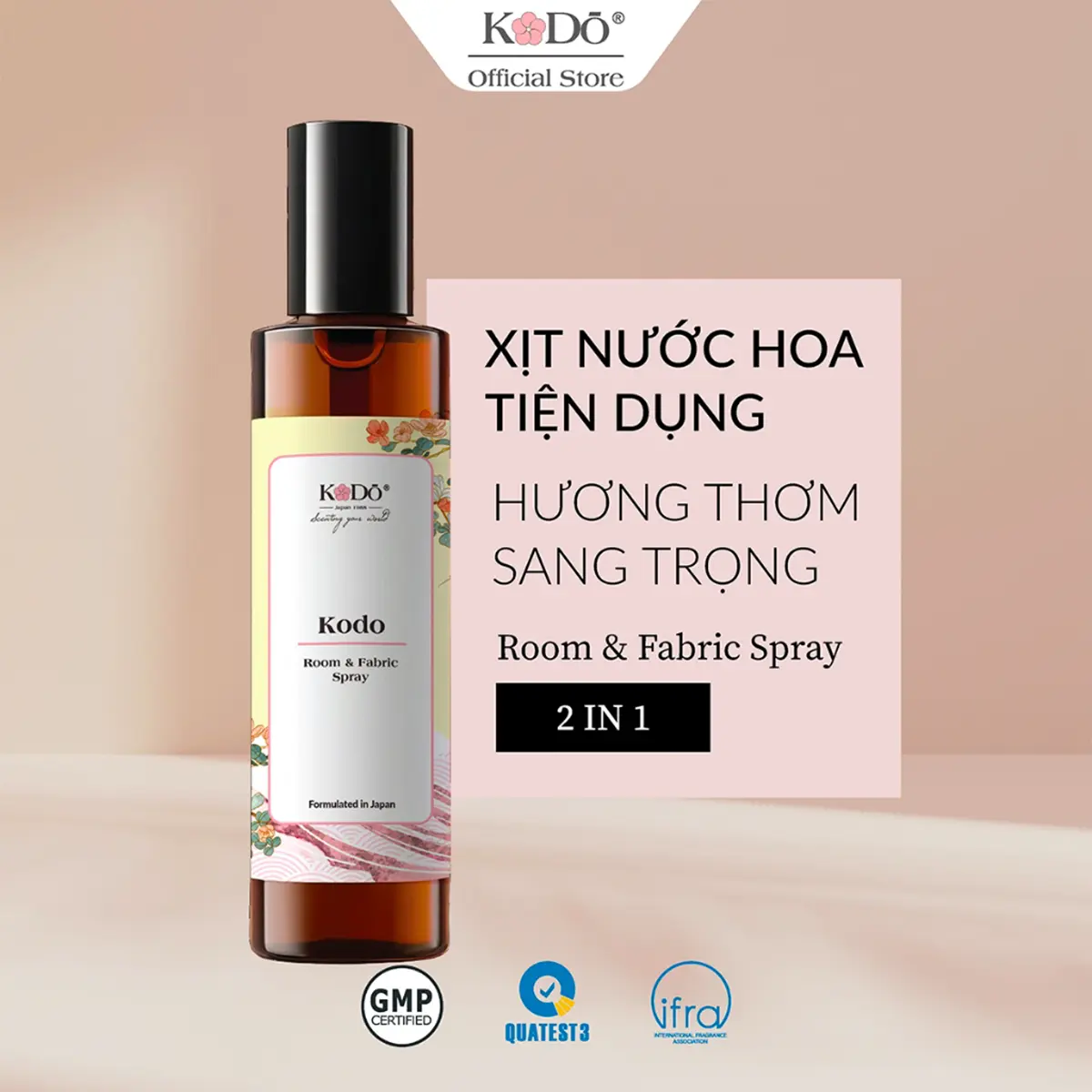 Xịt Nước Hoa Đa Năng KODO - Xịt Thơm Phòng, Quần Áo, Vải Chai 100ml Tiện Lợi