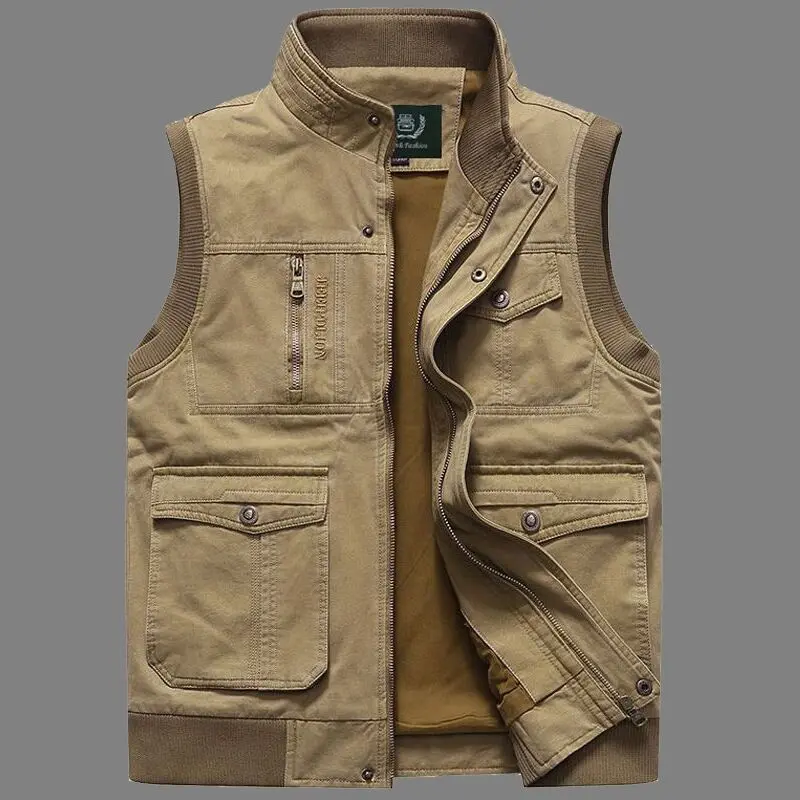 Áo Vest Bông Nhiều Túi, Cho Xe Hơi Trình Diễn, Áo Khoác Không Tay Mùa Xuân Và Mùa Thu Cho Nam, Thích Hợp Cho Nam Trung Niên, Chụp Ảnh Và Câu Cá, Áo Khoác Vest