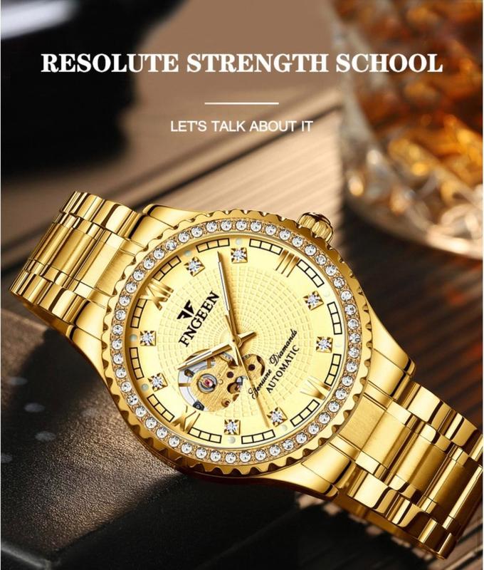Đồng hồ nam cơ tự động FNGEEN CF5 chính hãng viền đính đá siêu sang chỉnh kính chống xước và chống nước 3ATM,TẶNG FULL BOX HỘP CHÍNH HÃNG DỤNG CỤ CẮT DÂY VÒNG TAY số lượng quà tặng giới hạn