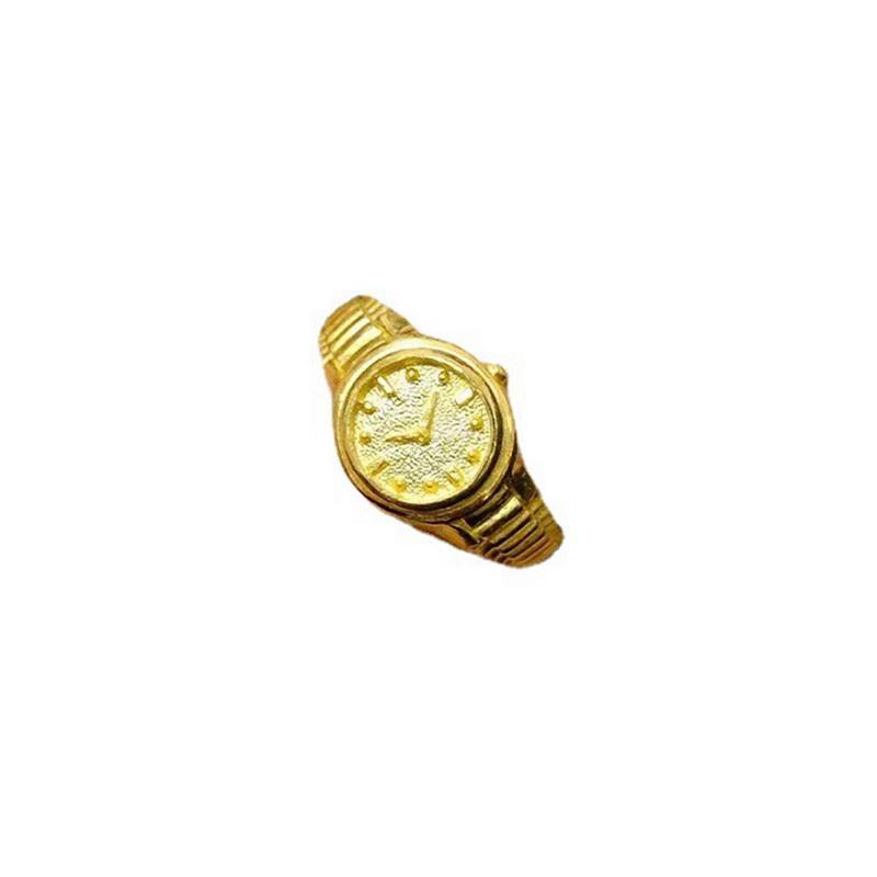 Đồng Đồng Hồ Nhẫn Ngón Tay Mini, Thiết Kế Sáng Tạo, Có Thể Điều Chỉnh, Phong Cách Cổ Điển, Được Làm Bằng Hợp Kim, Với Vỏ Đồng Đồng Hồ 8