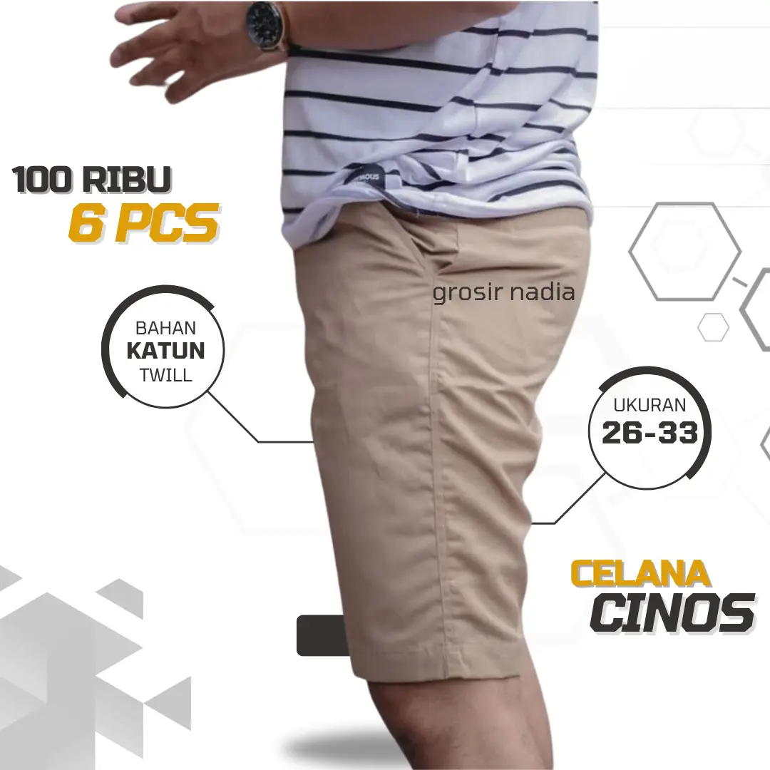 promo 100 ribu dapat 6 celana pendek cinos rib premium  katun twill  shorts  santai  pria