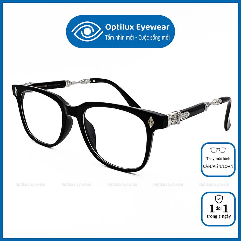 A14 - Gọng Kính Mắt Chôm Nam Nữ Cao Cấp Kiểu Dáng Mắt Vuông Oval Kim Loại Nhựa Dẻo Trong Suốt Thời Trang HQ 2025 dễ dàng lắp Mắt Kính cận và Tròng Kính đổi màu chrome heart
