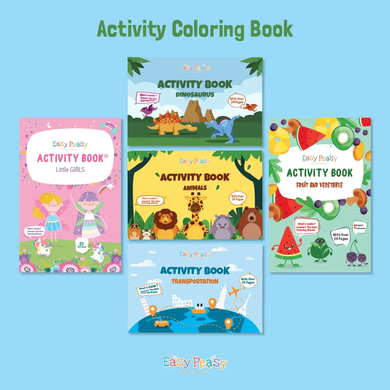 Easy Peasy - Activity Coloring Book - Buku Edukasi Belajar Menggambar dan Mewarnai anak books