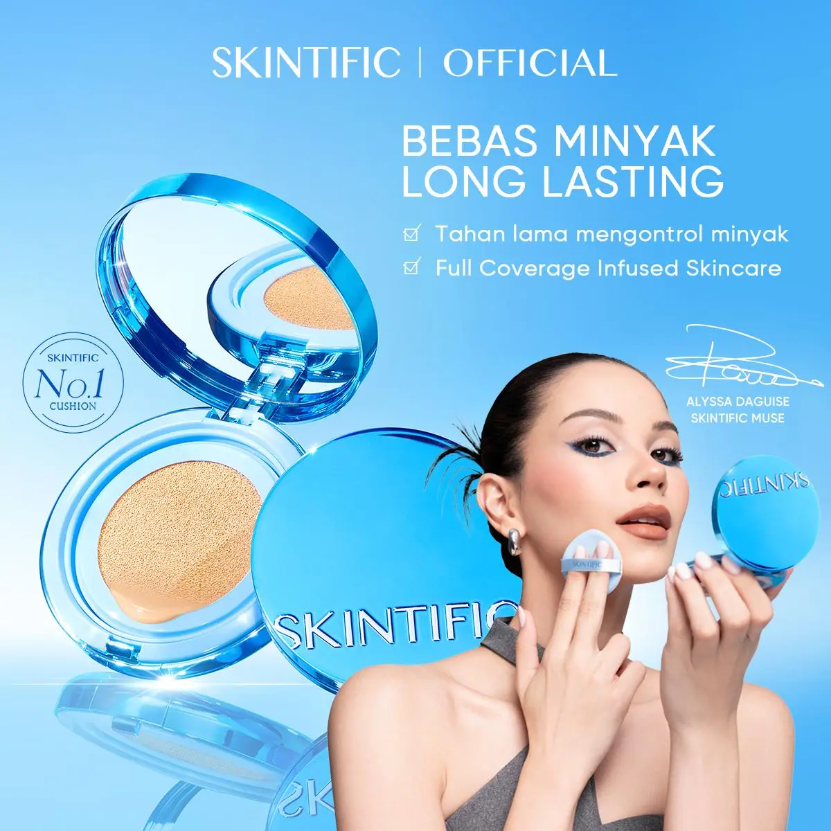 【new】SKINTIFIC Matte Cushion Perfect Stay Velvet Matte 11ml Oil-Control Waterproof Sweatproof Matte Finish Poreless Cushion Foundation Flawless BB Cream CC Cushion Makeup High-Coverage Bedak Padat