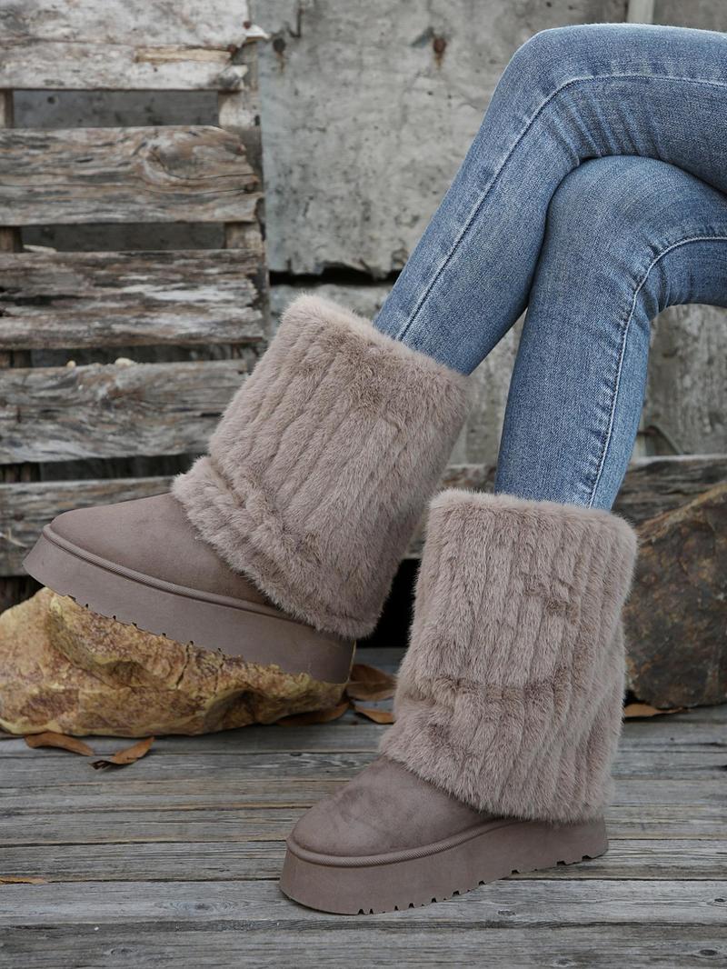 Product Introduction of Women's Solid Color Plush Lining Snow Boots, Casual Warm Thick Sole Boots for Fall & Winter, Female All-match Trendy Shoes for Daily Wear Valentine's Day Gift for Girl 8