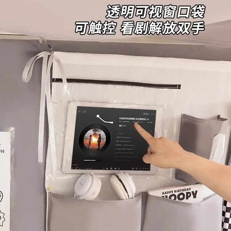 Túi lưu trữ Treo, cho đầu giường ký túc xá, rèm giường treo, treo tường đầu giường, bộ đồ giường bằng vải, túi phòng ngủ nhiều ngăn, đồ dùng Treo 3