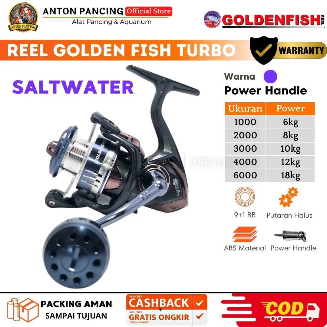 Reel Pancing Golden Fish Turbo SW Power Handle 9 Bearing 1000 2000 3000 4000 6000P