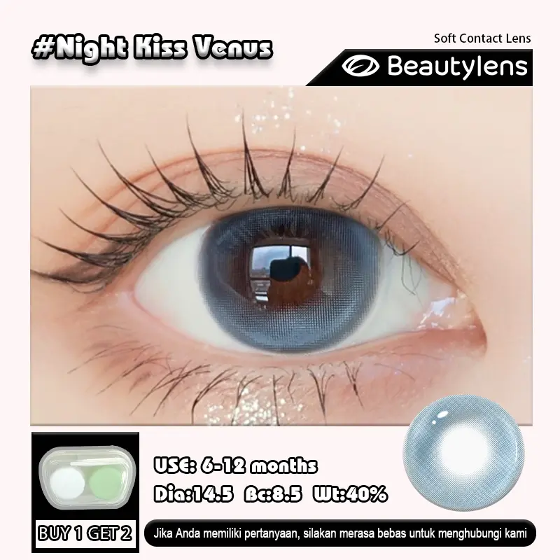 Night Kiss Venus BEAUTYLENS  softlen innocent coklat lensa 14.0mm normal Minus [-1,00 s/d -8,00] makeup Eye Soflen 0