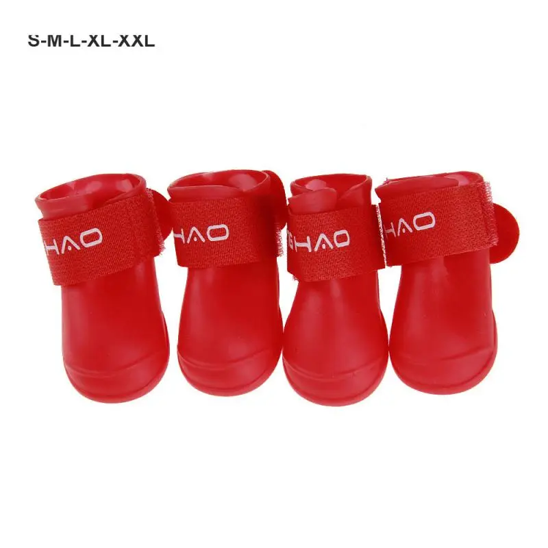 4 cái / bộ Giày cho chó cưng Giày cao su chống nước Bóng bay Giày đi mưa Giày cao su chống trượt cho tất cả các mùa Giày dép cho mèo Vớ cho chó con 6