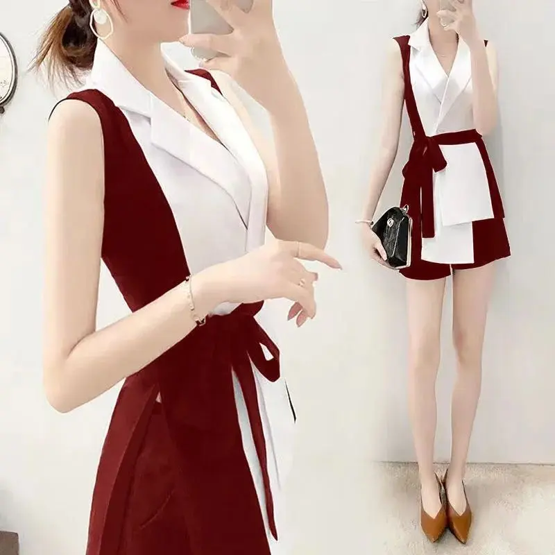 Bộ Đồ Phong Cách Phương Tây, Hàng Mới Về, Dành Cho Nữ, Bộ Sưu Tập Mùa Hè 2024, Phong Cách Hàn Quốc, Bộ Đồ Sành Điệu, Quần Đùi, Bộ Đồ Đôi Thanh Lịch 0