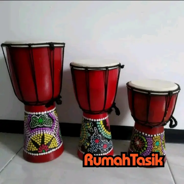 Jimbe Mini Alat Musik Tradisional Mainan Anak Kulit Kendang Asli Motif ...