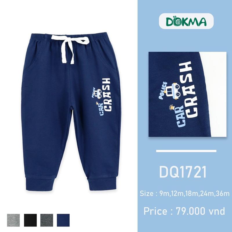 DOKMA - Quần dài bo ống vải cotton cho bé trai 1