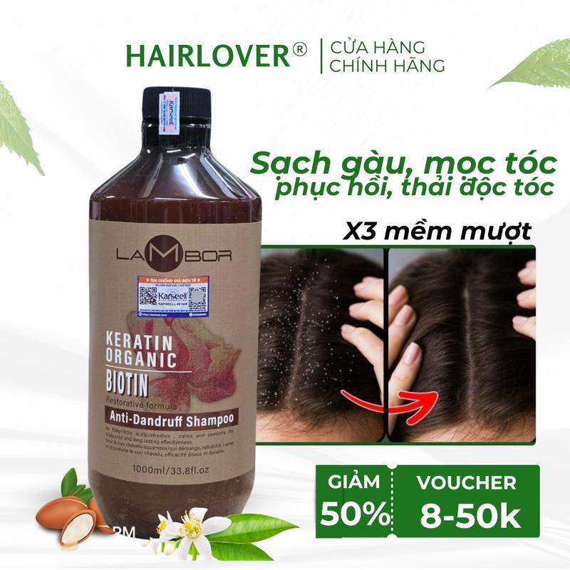 Dầu Gội Sạch Gàu Nấm Ngứa Da Đầu Keratin Lambor organic 1000ml Chính Hãng HAIRLOVER