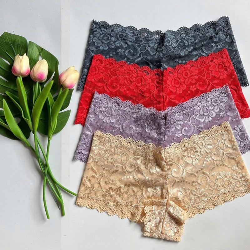 [HOT] Set 10 Quần Lót Ren Đùi Trơn Cao Cấp – Mềm Mịn, Gợi Cảm, Freesize 45-70kg** 1
