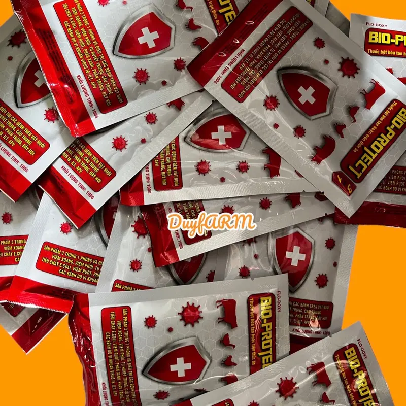 BIO-PROTECT THUỐC PHÒNG VÀ ĐIỀU TRỊ BỆNH CHO VẬT NUÔI gói (100g) viêm phổi và thương hàn, tụ huyết trùng, crd, tiêu chảy, viểm ruột, e coli, sỗ mũi nhiễm trùng, phân xanh trắng, chướng bụng, đầy hơi 2