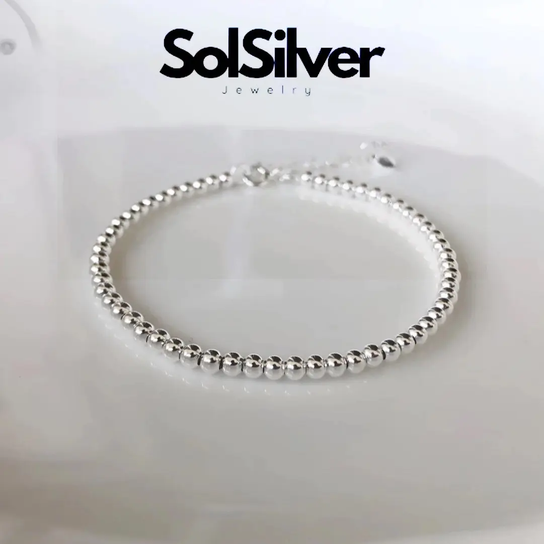 Lắc tay bi đặc lõi bạc dày dặn Sol Silver