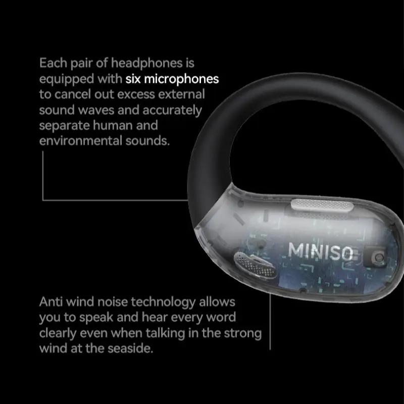 MINISO X28 Wireless Open-ear Design Earphone, Long Standby Earbuds, Low Latency Game Headset, Compatible with iOS & Android 5