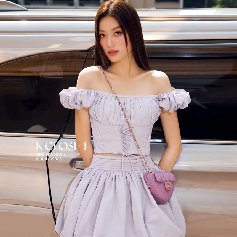  Áo croptop cúp ngực đan dây K Closet A1004 