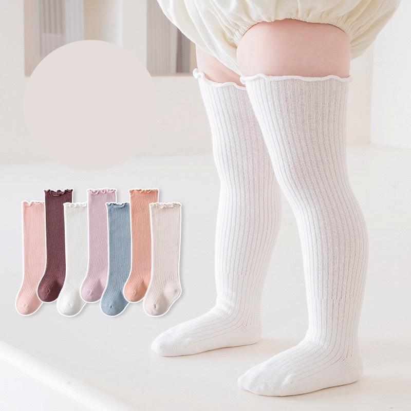 Tất sơ sinh tất đùi dài cao cấp chất liệu cotton xinh xắn trẻ em 0-3 tuổi