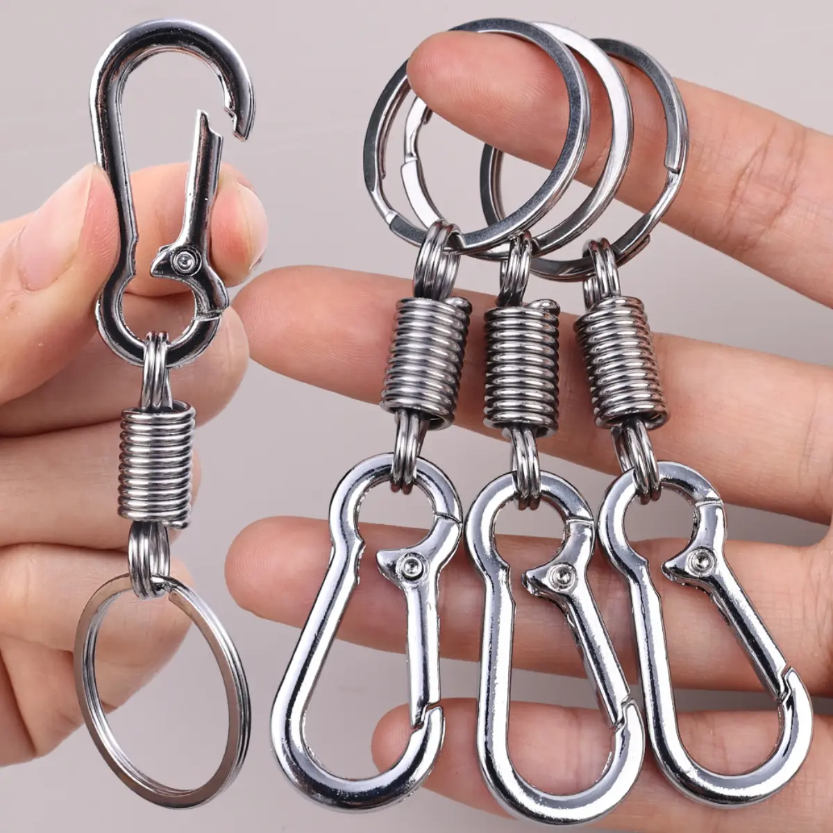 Rantai Kunci Spring Elastik, Genggam Cengkaman Labu Logam, Carabiner Boleh Tarik Kuat, Rantai Kunci Aloi Zink, Cangkuk Mendaki Anti-hilang Mudah, Sesuai untuk Mendaki,