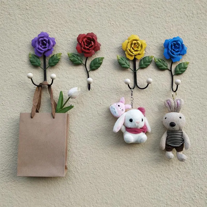 Creative Rose Design Wall Hook, 1 Count Wall Mounted Bag Key Towel Hanging Hook, Wall Decor for Home Living Room Bedroom Dormitory Office