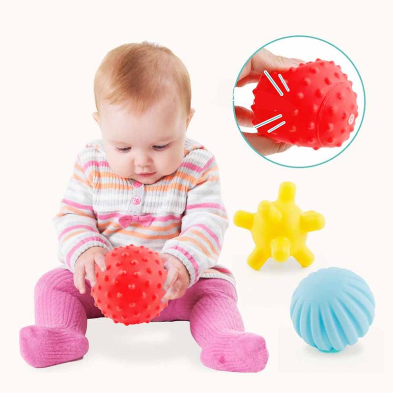 Product Introduction of Baby Hand Catching Bite Trainning Massage 6pcs Rubber Tactile Bath Infant Children Early Education Glue Soft Toy Balls 25