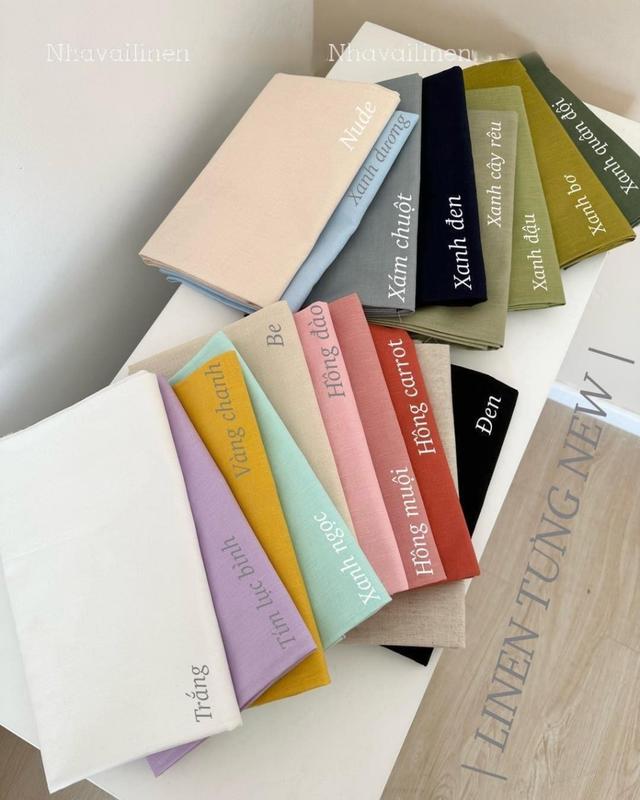Vải linen Tưng Trơn Nhà Vải Linen Sợi Tự Nhiên Bề Mặt Mềm Mịn Thấm Hút Tốt Phù Hợp Cho Da Nhạy Cảm