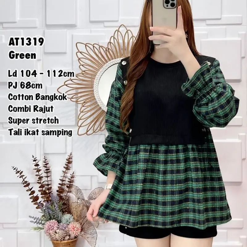 (B) Ld 116 pj 74 Blouse rajut combi cotton import 3