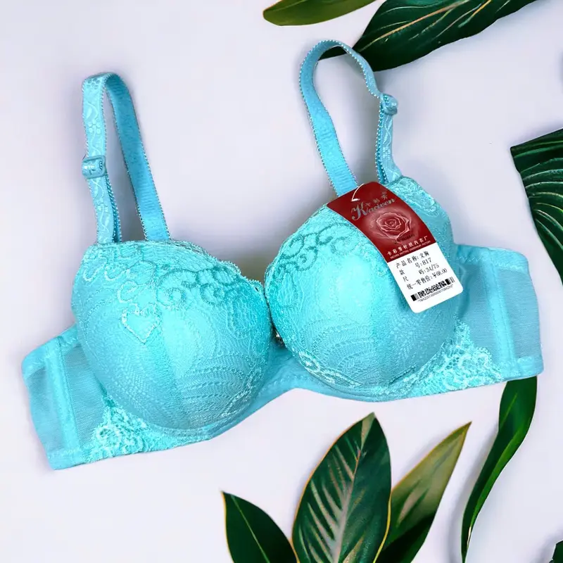 áo lót ren quyến rữ nâng vòng 1 siêu dày  5cm  MS: 817 Women Voi Nhung Viền Ren chỉ giặt tay 【 xám xanh lá 】 Kem áo  tạo khe ngực dày 3