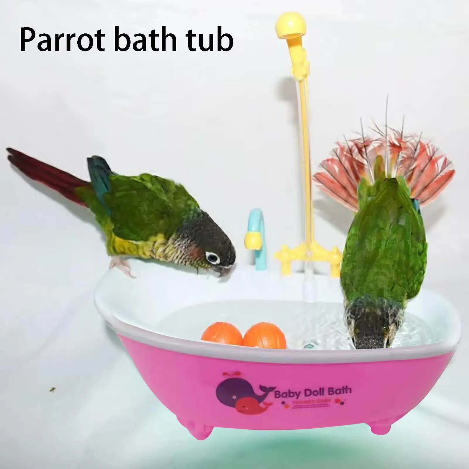 Parrot Bathtub Automatic Pet Birds Bath Shower Tub Electric Birds Bath Fountain Shower Box for Small Medium Parrots Cockatiel Parakeets Conures Lovebirds
