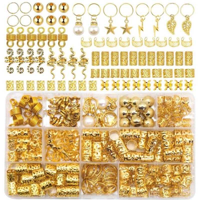 Product Introduction of 217Pcs Hair Accessories Dread Locks Hollow Out Hair Ring Metal Cuff Clips Hair Braiding Dreadlocks Beads Charm and Hair Braid Tubes for Braids 8