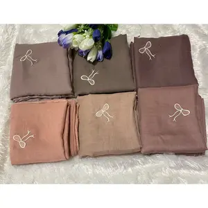 hijab segi empat paris bordir pita kecil/segi empat pita coquette