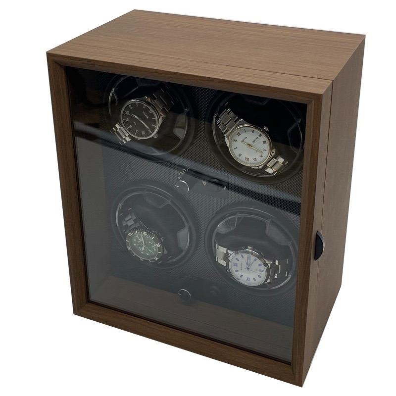 [TẶNG KÈM CỦ SẠC] Hộp đựng đồng hồ 4 xoay dáng đứng bằng gỗ - có đèn led - 4 chế độ xoay - giúp đồng hồ cơ automatic luôn đúng giờ